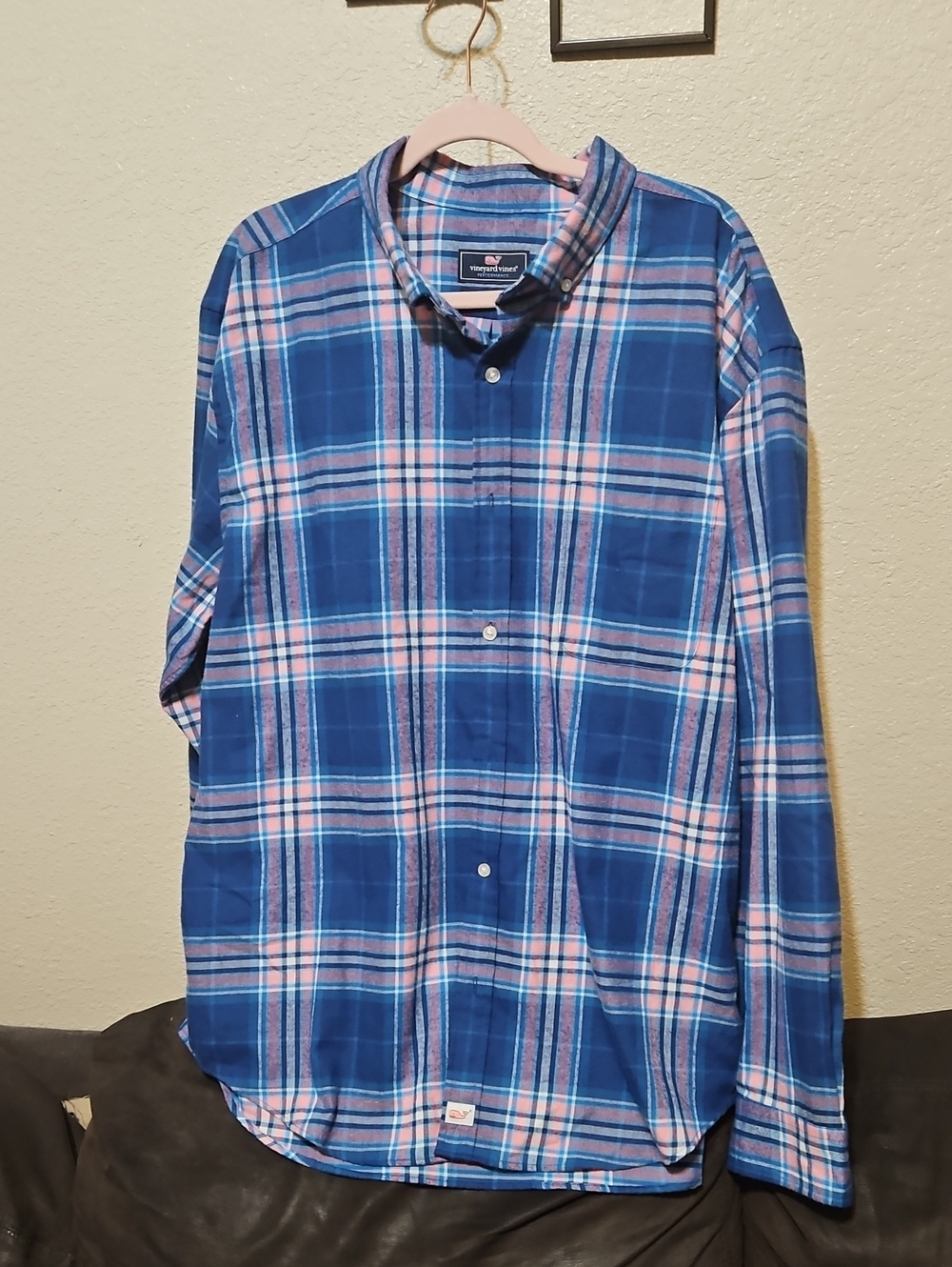 Vineyard Vines Blue and Pink Plaid Button-Down Shirt